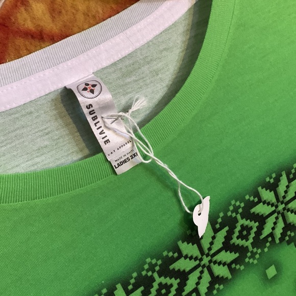 SUBLIVIE-women’s green/black short sleeve graphic print tee-shirt - Picture 4 of 9